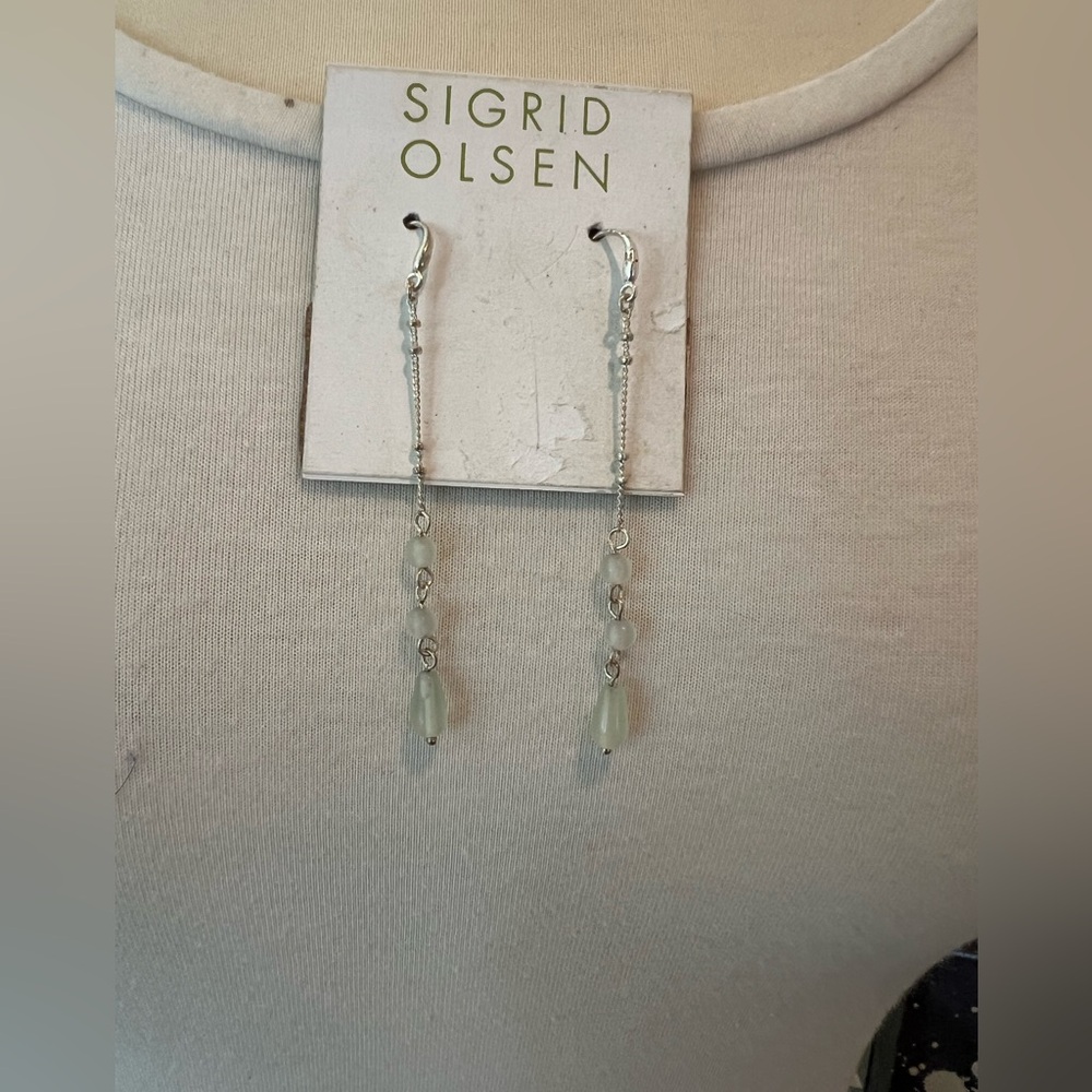 Sigrid Olsen Sterling Silver and Green Dangle Earrings